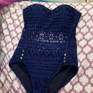 One piece blue swimsuit